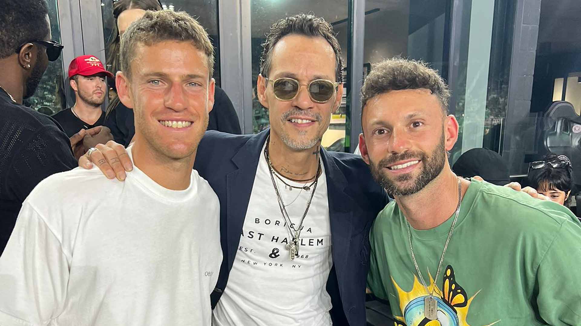 Diego Schwartzman, Marc Anthony and Matias Schwartzman