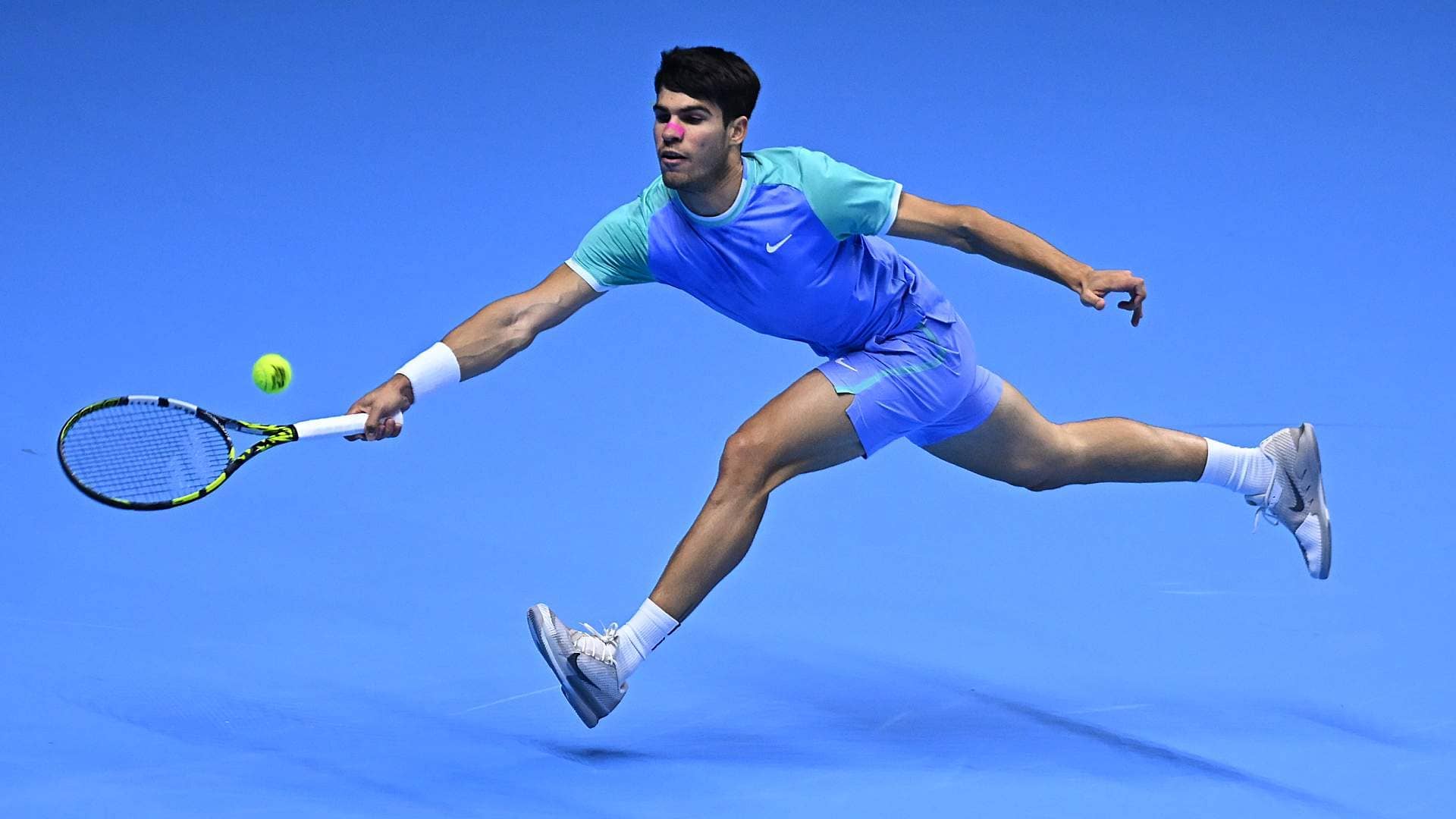 Carlos Alcaraz beats Andrey Rublev on Wednesday at the Nitto ATP Finals.